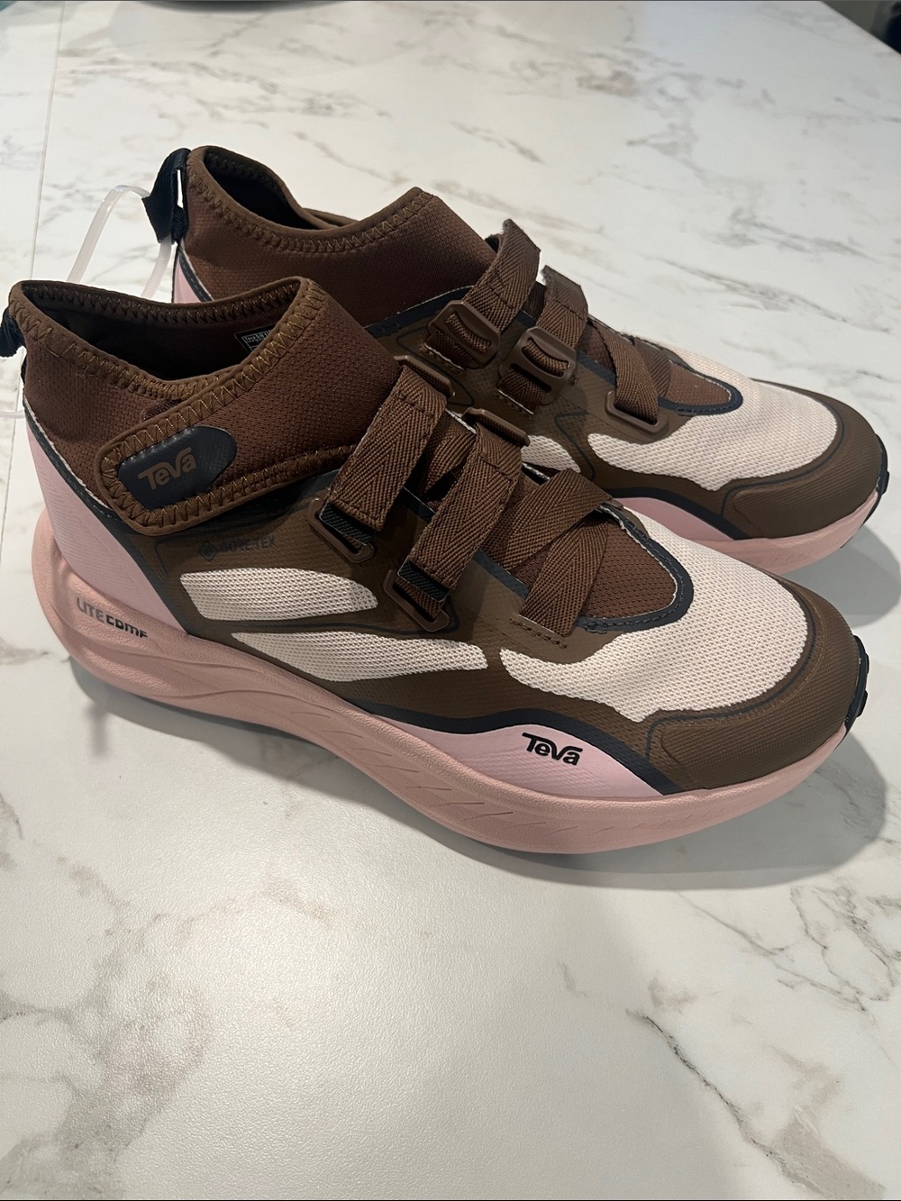 New Teva Brown and Light Pink Athletic Sneakers New
